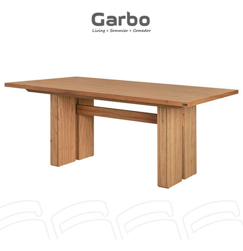 Juego Comedor Mesa Base Central 200x100 + 8 Sillas Osaka Roble Liso