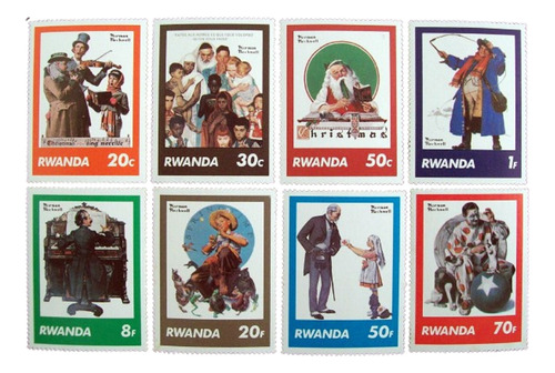 Rwanda, Arte Serie 8 Sellos Sc. 1027-34 Músicos Mint L6364