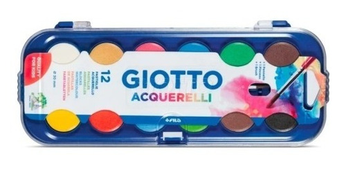 12 Acuarelas Giotto Acqurelli Colores Estuche + Pincel