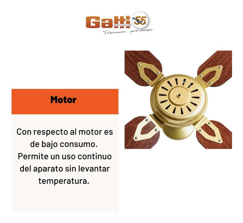 Imagen 6 de 10 de Ventilador De Techo Madera Nacional C/ Rulemanes Gatti Ventilación