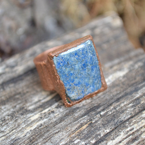 Anillo De Piedra Preciosa Natural Lapislazuli, Cobre