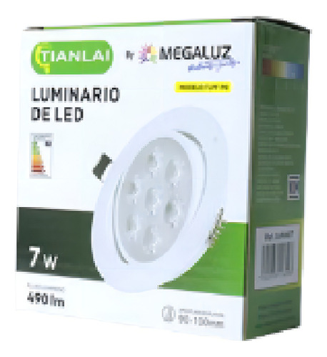 Plafon Led Circular 7 Leds Luz Blanca Fria Uso Interior 7w Estructura Blanco
