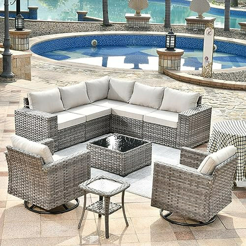 Conjunto De Muebles De Patio Con Sofá Seccional Y Sillas Mec