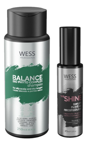 Kit Wess Balance Shampoo 250ml + We Shine Reparador 45ml