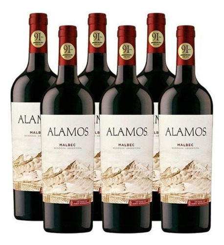 Vinho Alamos Malbec 750 Ml Kit Com 06 Unidades