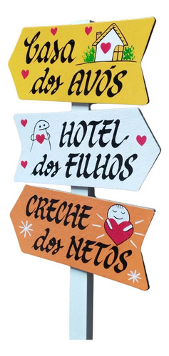 Placa De Jardim Colorida Casa Dos Avós Hotel Dos Filhos Creche Dos Netos