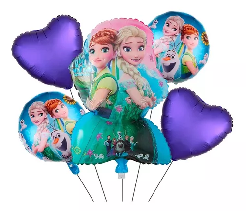 5 Globos Frozen Anna Y Elsa Metalizados 40 Cm