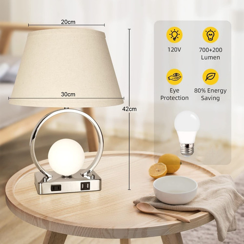 Lámpara Tipo Caperuza De Mesa Decorativa Alb