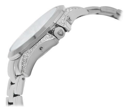 Nivada Swiss Fashion Mujer Bisel Con Pedrería Plateado Fondo Blanco
