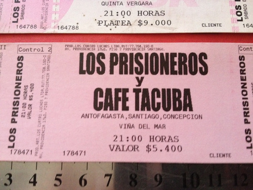 2 Entradas Los Prisioneros Y Cafe Tacuba Concierto Año 2003