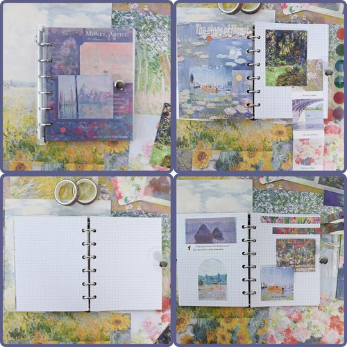 Vintage Journal Scrapbook Libreta Y Pegatina Tape Kit Lavanda