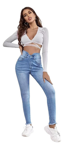 Jeans Skinny Celeste Talle Alto Pel