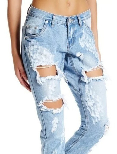 Pantalón Jeans Huecos Dama One Trashed Free Birds Talla 30