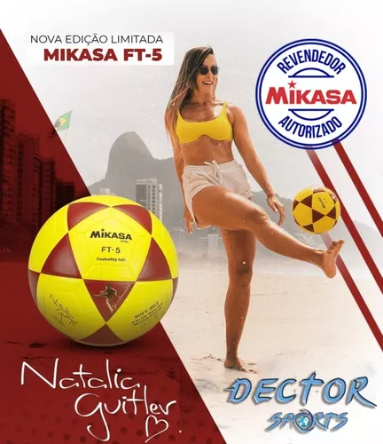 Bola Oficial de Futevôlei Mikasa FT-5 Amarela e Preta