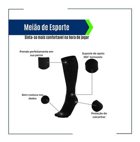 Imagem 4 de 5 de Kit 12 Pares Meião Futebol