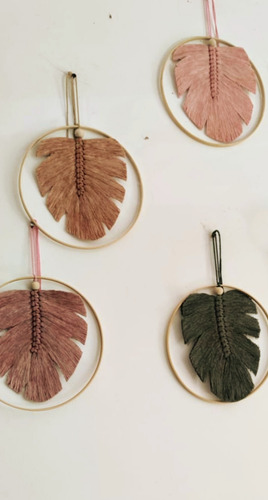 Adorno Hoja Monstera Atrapasueños Bohemio Colgante Macrame