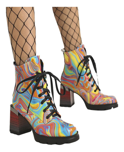 Botines Gruesos Con Tacón Alto Para Mujer, Plataforma, Venda