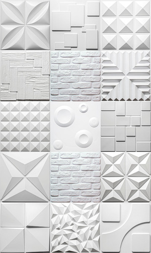 Imagem 1 de 10 de Revestimento De Parede Pvc 3d Luxo 50cm X 50cm 14 Placas