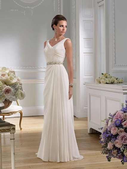 Vestido Novia Corte Imperio Pedrería En Cintura Gasa Y Satén | Envío gratis Vestido Novia Corte Imperio Pedrería En Cintura Gasa Y Satén | Envío gratis