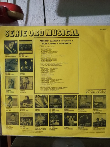 Disco De Vinilo Castelar Int. A Don Andres Chazarreta (18) (Usado)