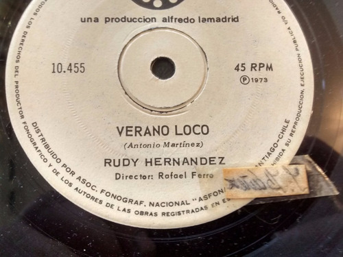Vinilo Single De Rudy Hernandez - Verano Loco ( J98