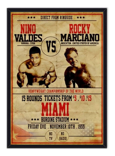 Cuadro - Afiche Boxeo Niño Valdés Vs Rocky Marciano 1955