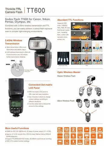 Godox Tt600 (canon-nikon) Se Obsequia Difusor.