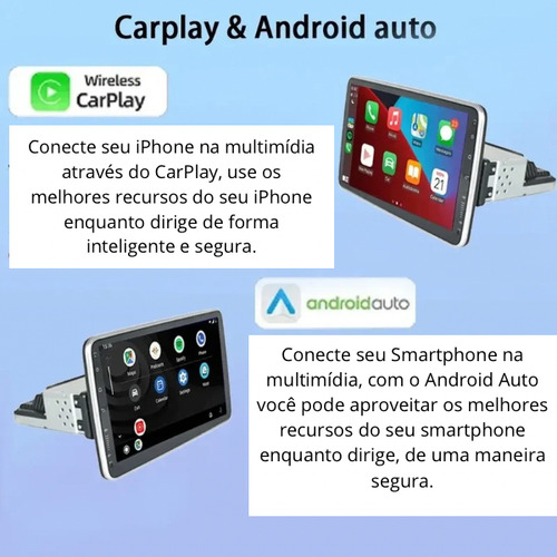 Multimídia Android Tela Giratória 9pole 1din+ Câmera De Ré