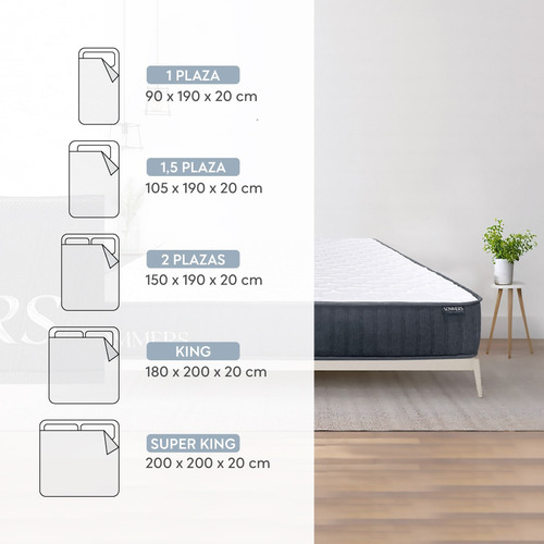 Colchón Super King Comprimido 200x200x20cm Essential Sommers
