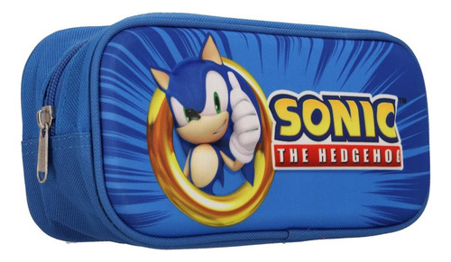 Lapicera Estuche Escolar Reforzada Sonic Ruz Color Azul