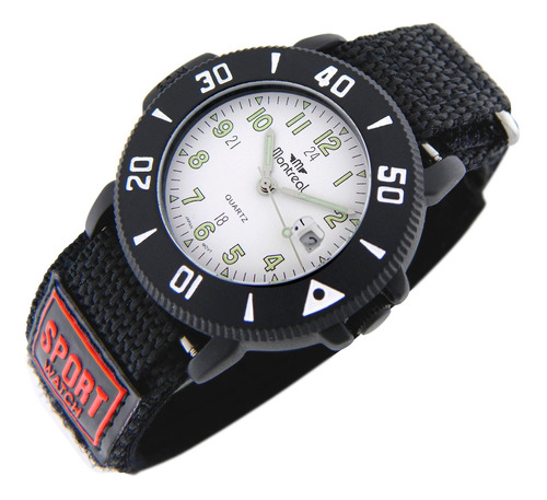 Reloj Montreal Hombre Ml142 Calendario Lupa Malla Velcro