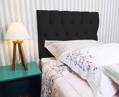 Estofado Painel Cama Box Solteiro Suede 90x58
