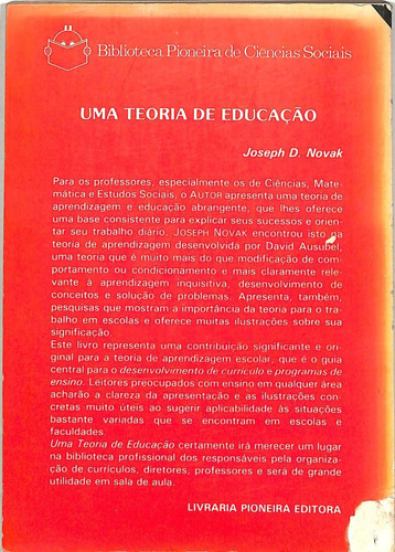 Joseph D Novak - Uma Teoria De Educação (Usado)