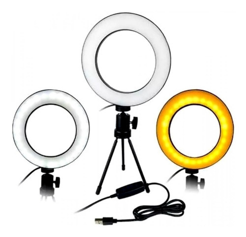 Ring Light Iluminador 16cm De Mesa Tripé Maquiagem Selfie