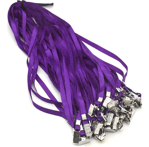 50 Piezas De Lanyard Morado Granel Soportes De Tarjetas...