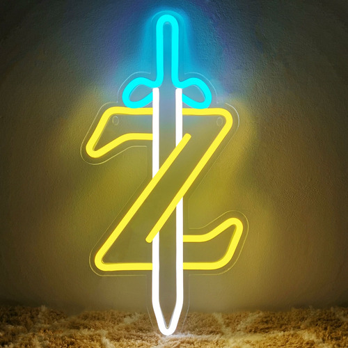 Lámpara Led De Neón Zelda Sword Z Para Decoración De Pared D