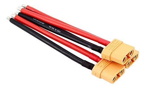Pack 3pcs Conectores Xt90 Hembra Con Cable 12awg De 10cm