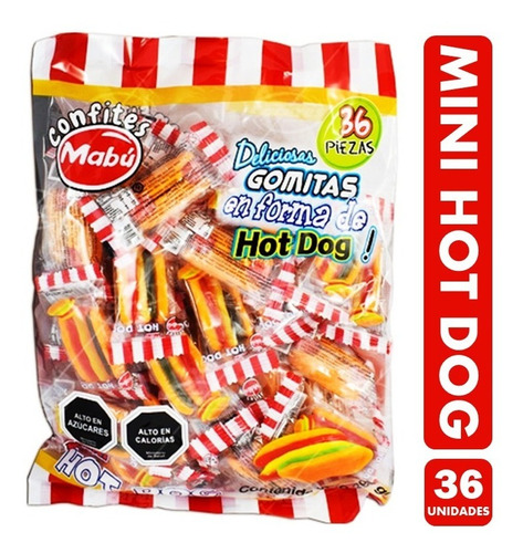 Gomitas Mini Hot Dog De Mabú - Bolsa De 36 Unidades (360gr)