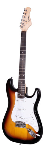 Guitarra Electrica Parquer Stratocaster Negra Con Funda Color Marrón Claro Orientación De La Mano Diestro