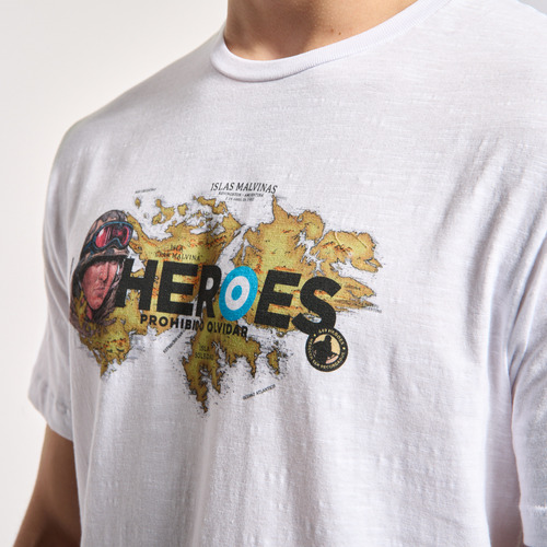 Remera Hombre Kevingston Florida Malvinas Classic Fit Blanca