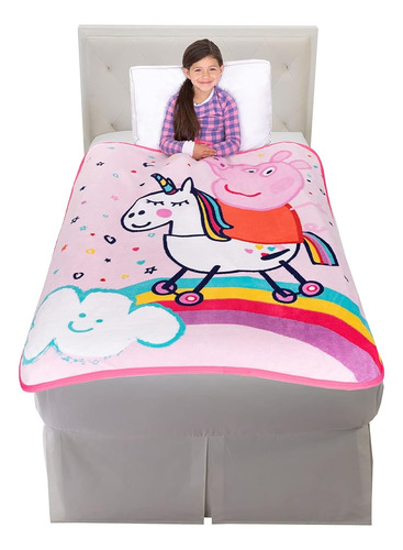 Peppa Pig Kids Bedding Super Soft Micro Raschel Throw, 46 In