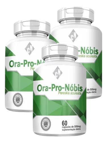 Kit 3 X Ora Pro Nóbis 60 Capsulas 500mg | Parcelamento sem juros