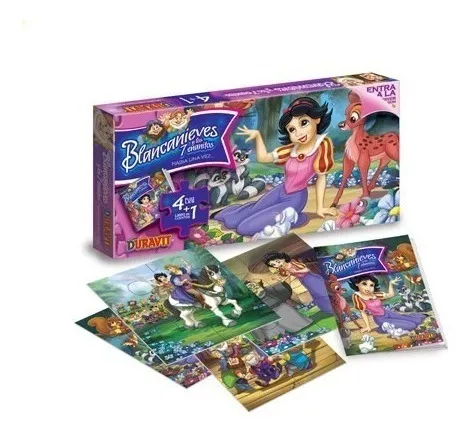 Rompecabezas Puzzle Blancanieves 4 Puzzles 1 Libro Duravit