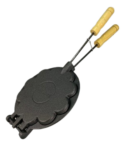 Forma Maquina De Waffle Fogão Ferro Santana Cabo Madeira Cor Preto Não Tem