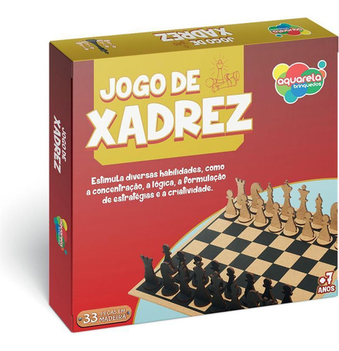 Jogo De Tabuleiro Xadrez 33 Peças Madeira Aprender Brincando