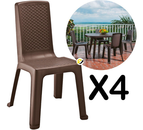 Silla Sin Brazos Eterna Rimax Cafe X4 Unds