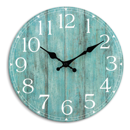Hylanda Reloj De Pared, 10 Pulgadas, Color Verde Azulado, S.