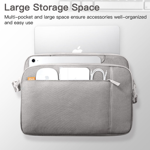 Jetech Funda Para Portátil De Pulgadas, Impermeable, Con 15, Gris Claro.