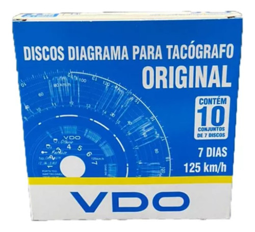 Disco De Tacógrafo Semanal 125x7 Cx Com 10 Jogos