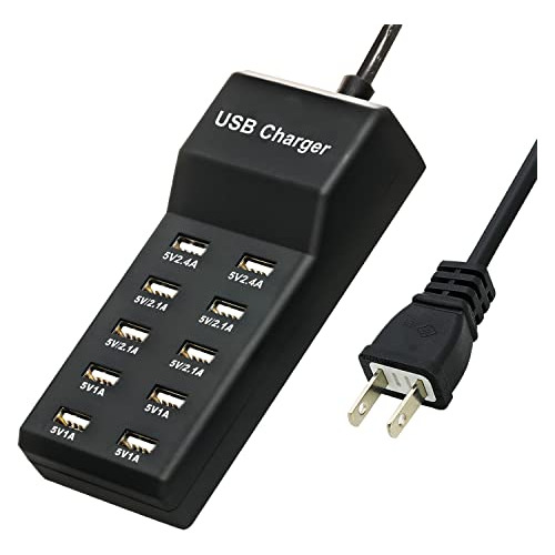 Cargador Usb, 5v 10a (50w) Estación De Carga Usb 10 Pu...